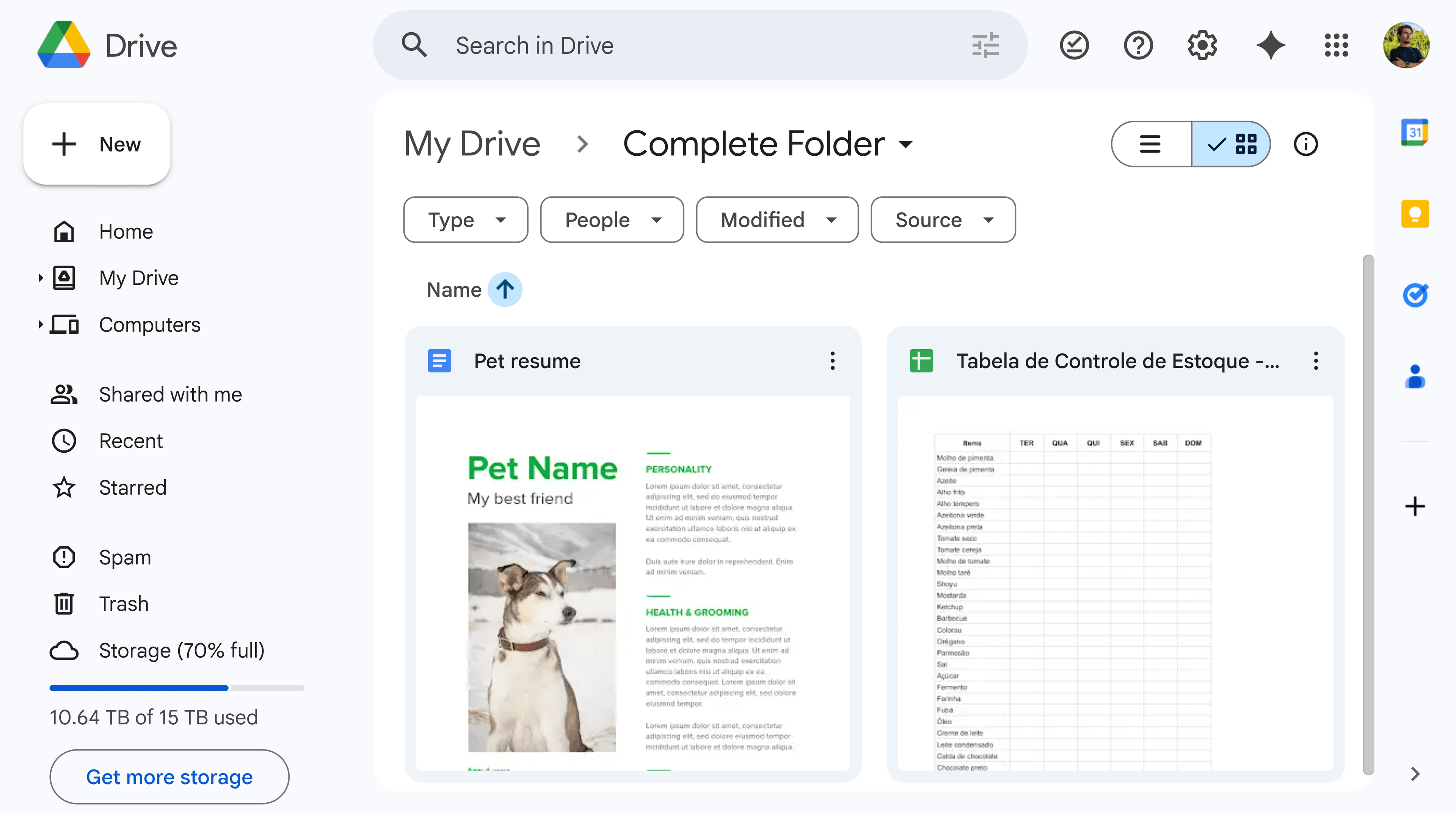 Google Drive interface as presented to users